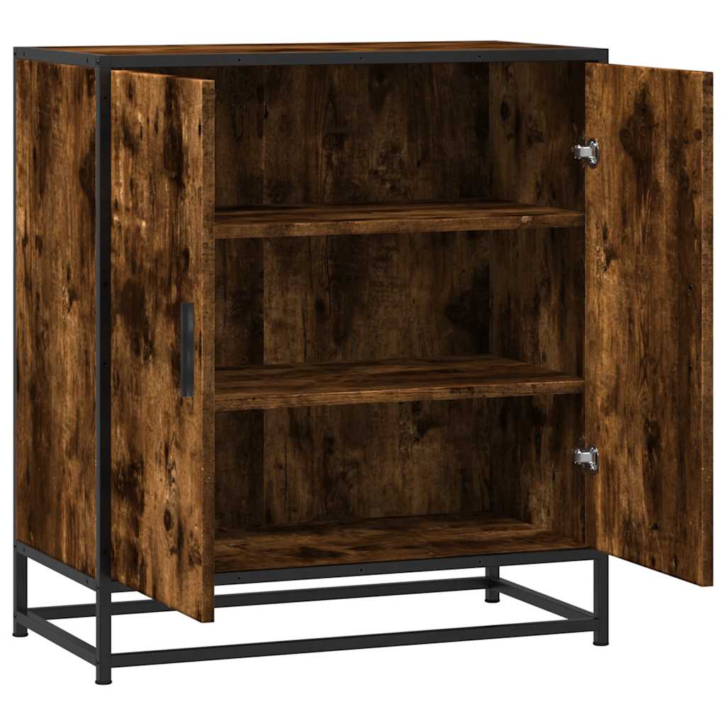 Dressoir 68x35x76 cm bewerkt hout en metaal gerookt eiken