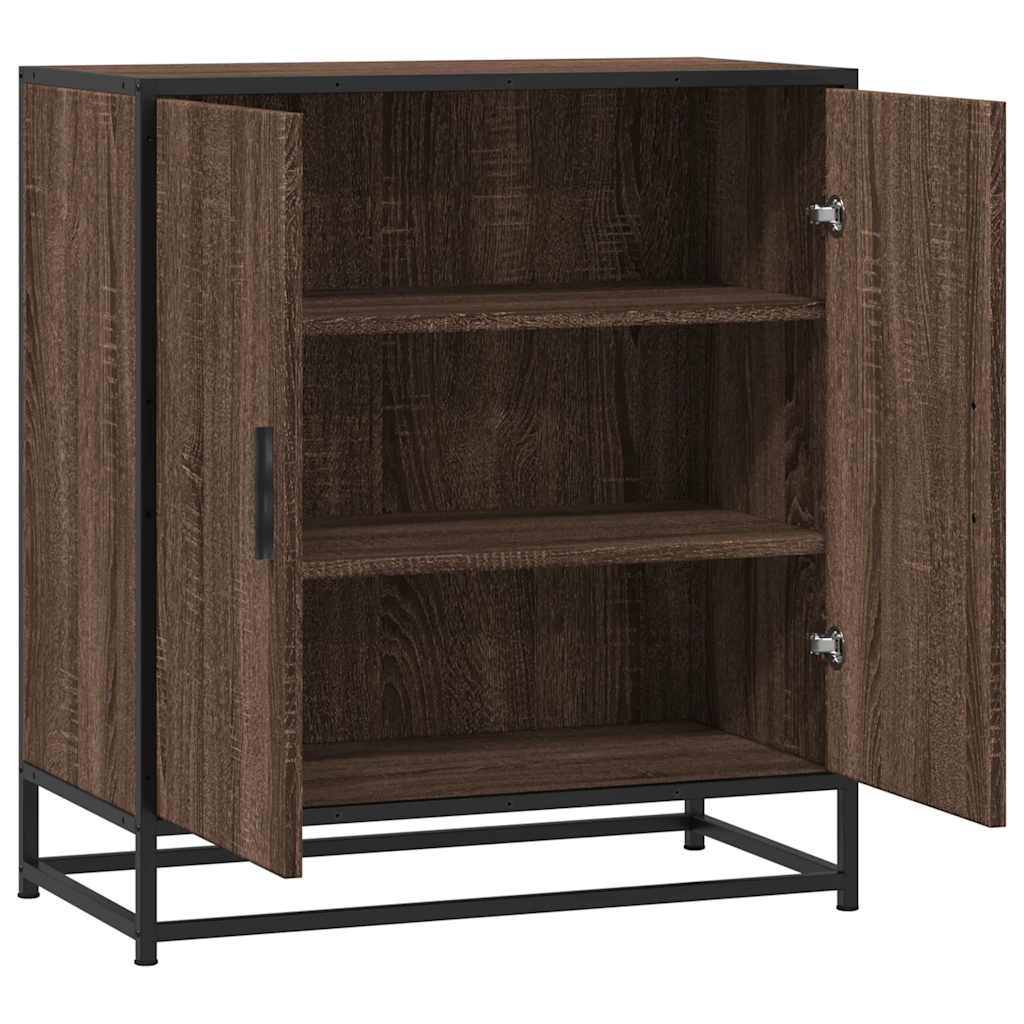 Dressoir 68x35x76 cm bewerkt hout en metaal bruin eikenkleur