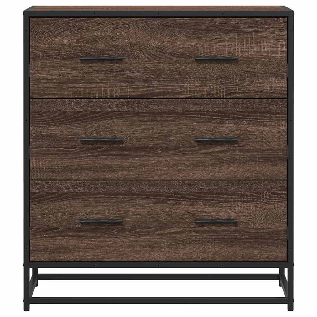 Dressoir 68x35x76 cm bewerkt hout en metaal bruin eikenkleur