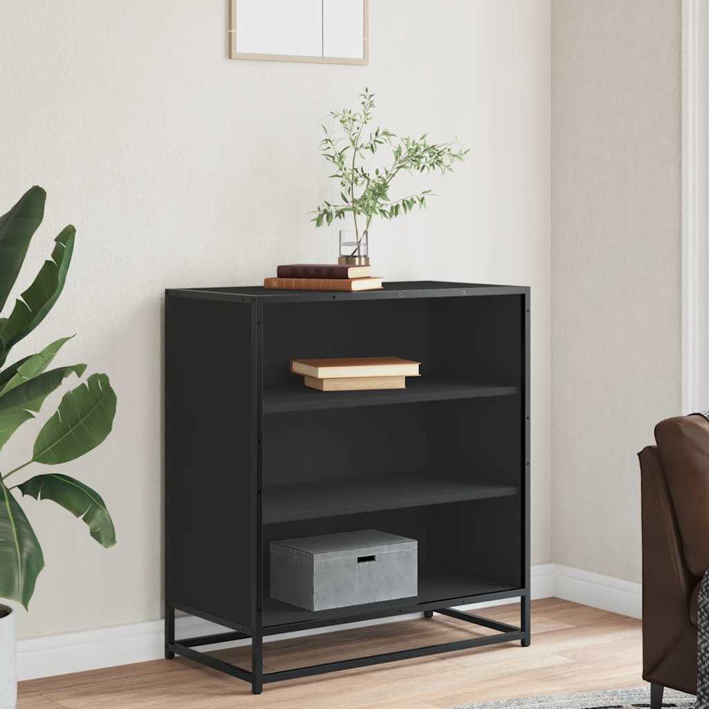 Dressoir 68x35x76 cm bewerkt hout en metaal zwart