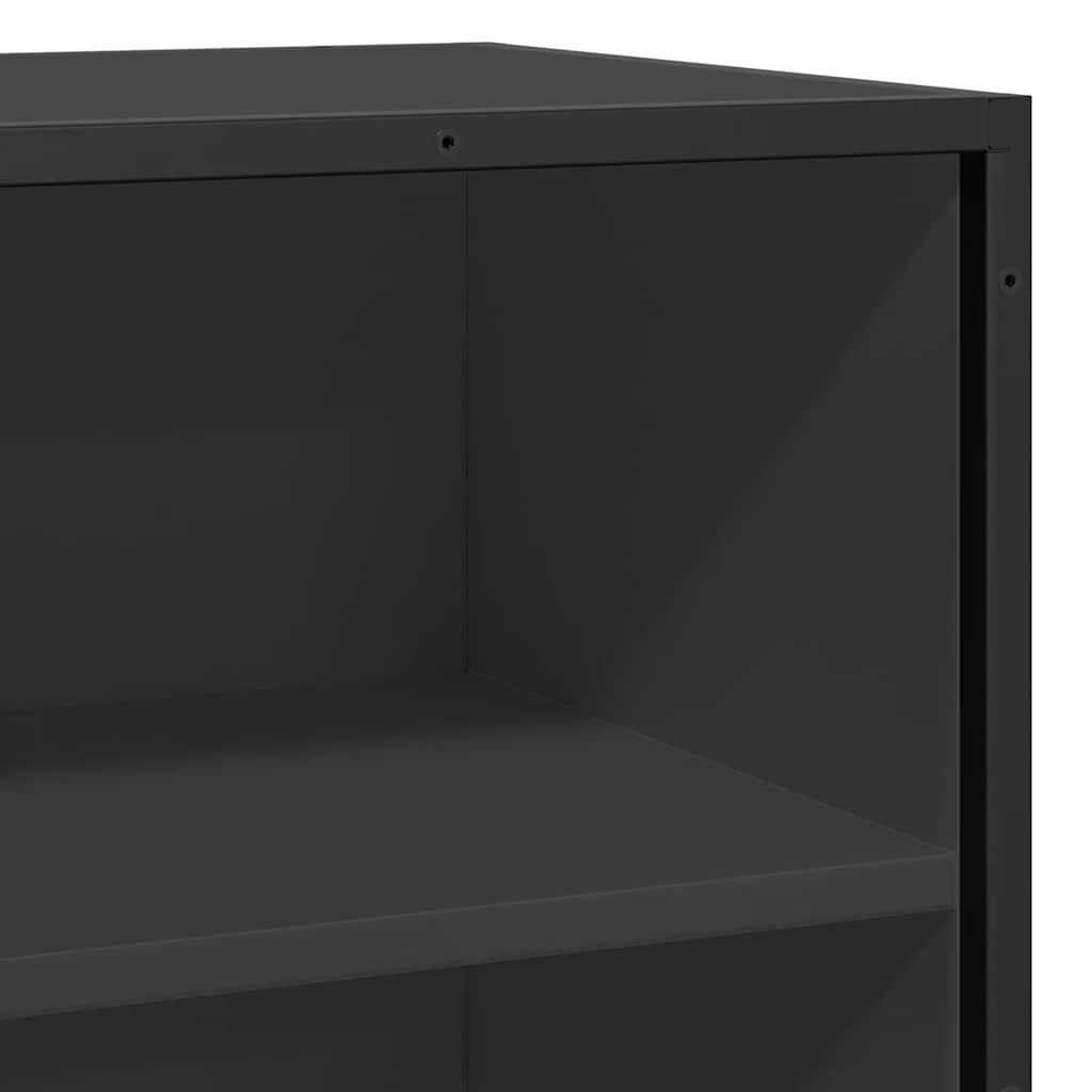Dressoir 68x35x76 cm bewerkt hout en metaal zwart