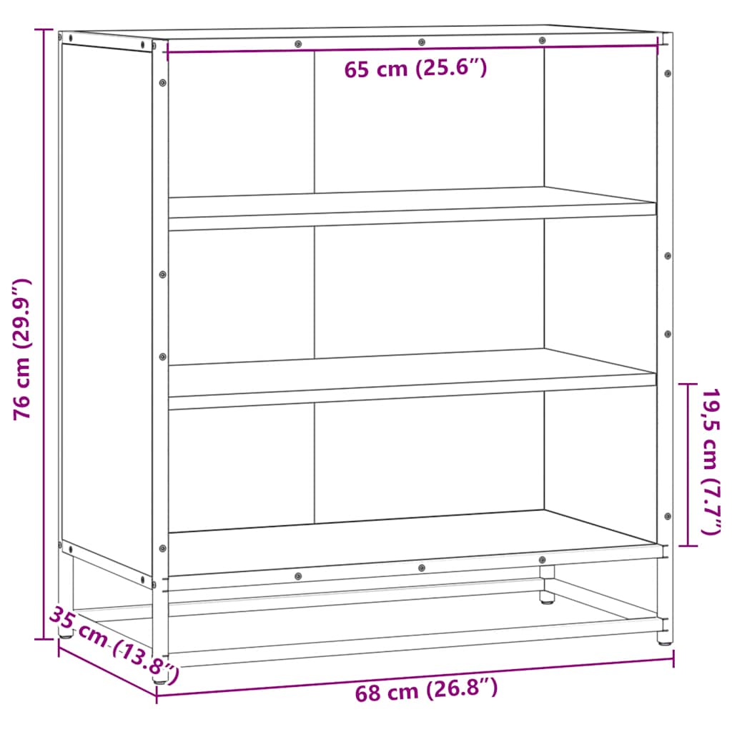 Dressoir 68x35x76 cm bewerkt hout en metaal zwart