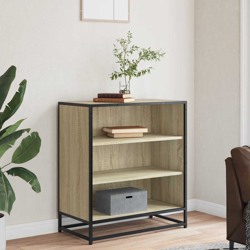 Dressoir 68x35x76 cm bewerkt hout en metaal sonoma eikenkleur