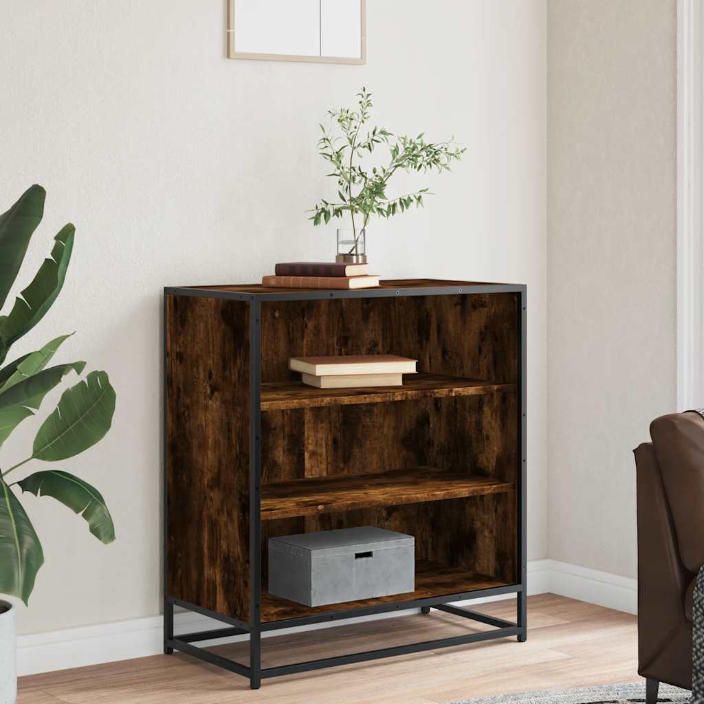 Dressoir 68x35x76 cm bewerkt hout en metaal gerookt eiken