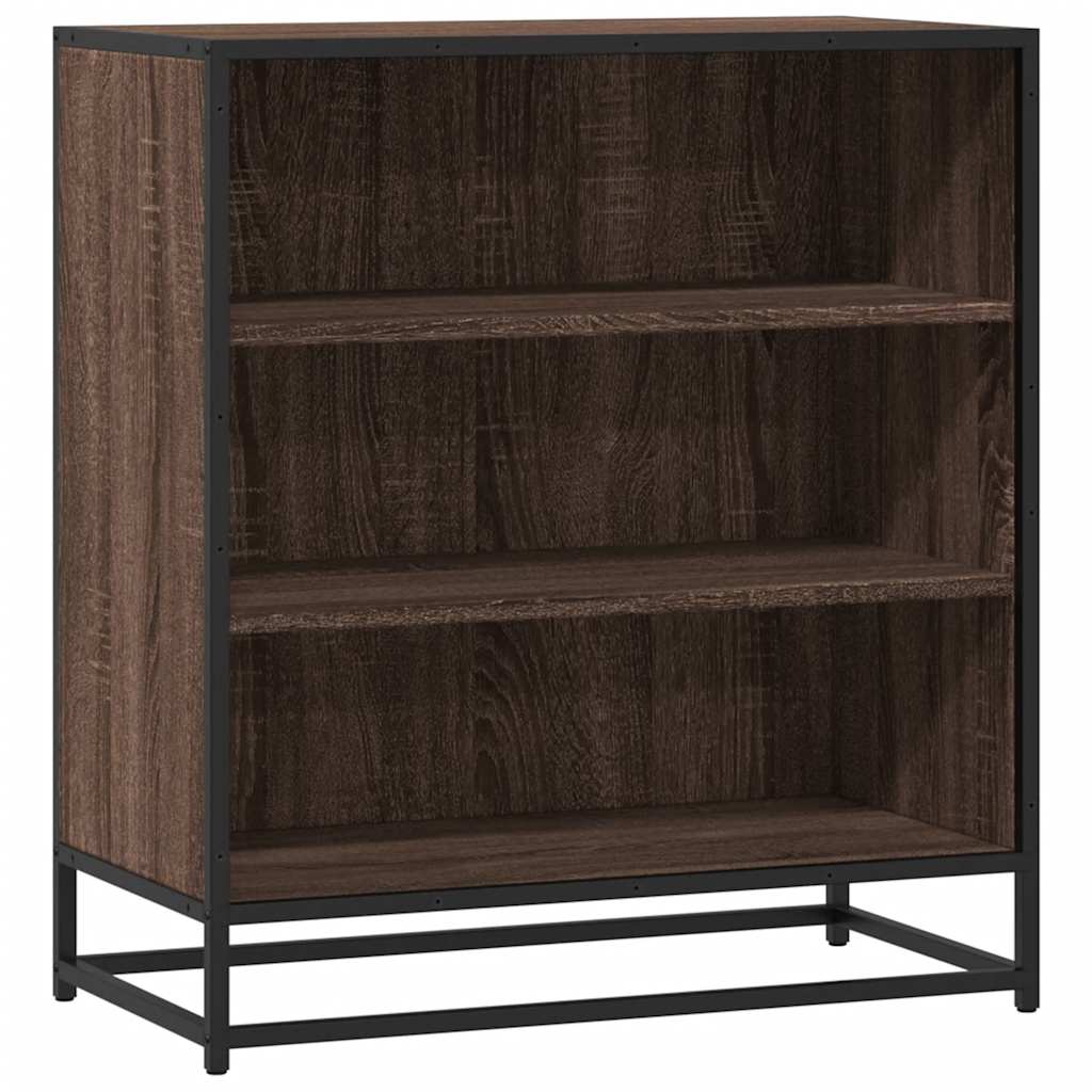 Dressoir 68x35x76 cm bewerkt hout en metaal bruin eikenkleur