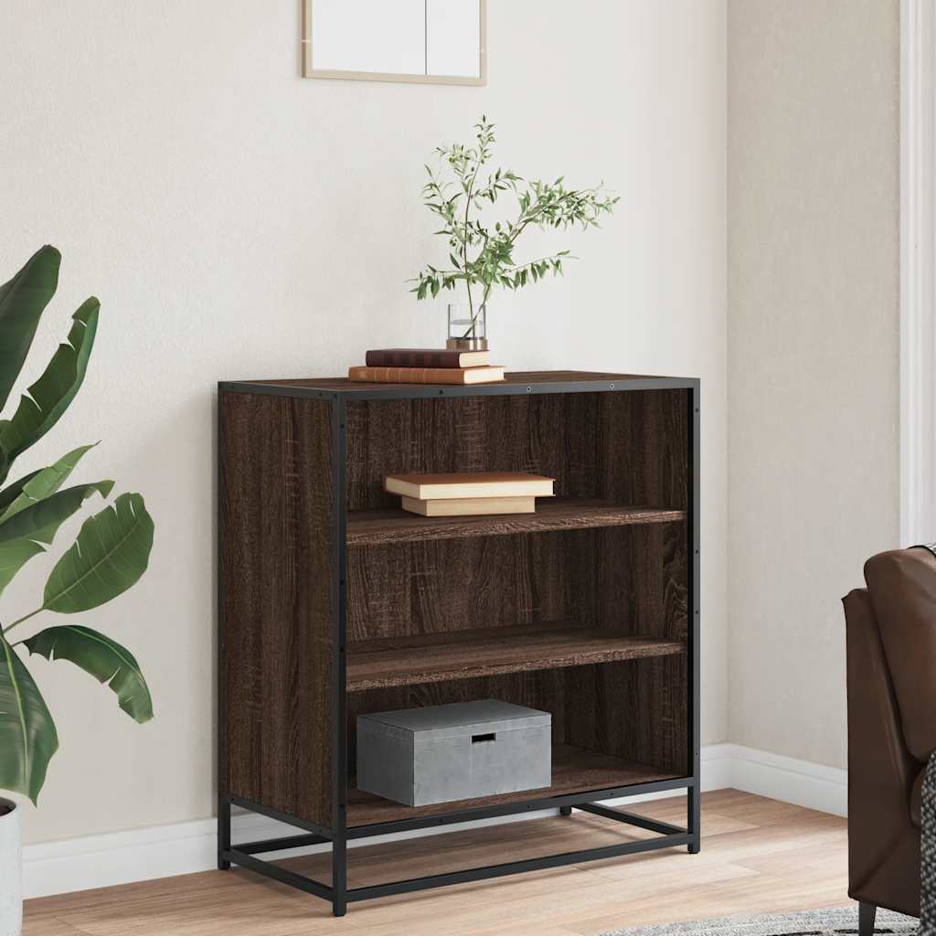 Dressoir 68x35x76 cm bewerkt hout en metaal bruin eikenkleur