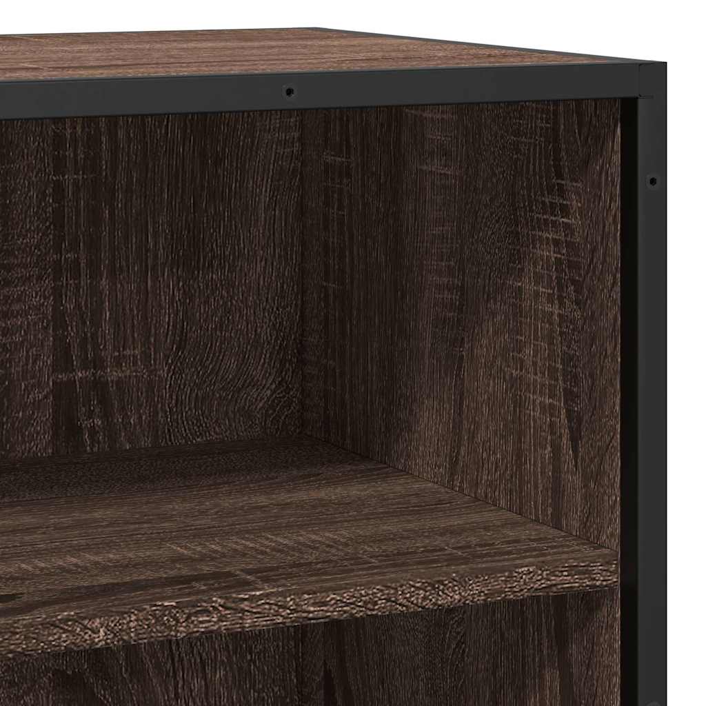Dressoir 68x35x76 cm bewerkt hout en metaal bruin eikenkleur