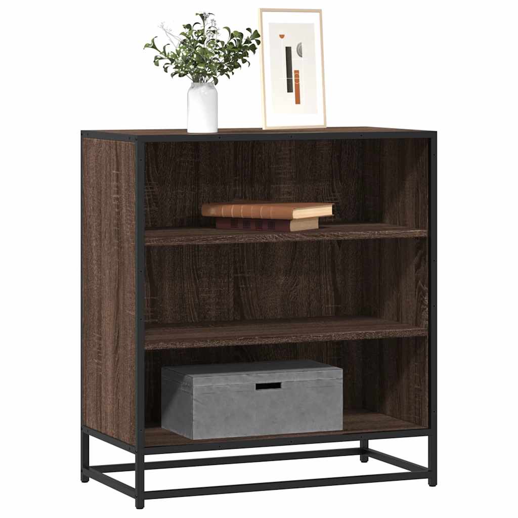 Dressoir 68x35x76 cm bewerkt hout en metaal bruin eikenkleur