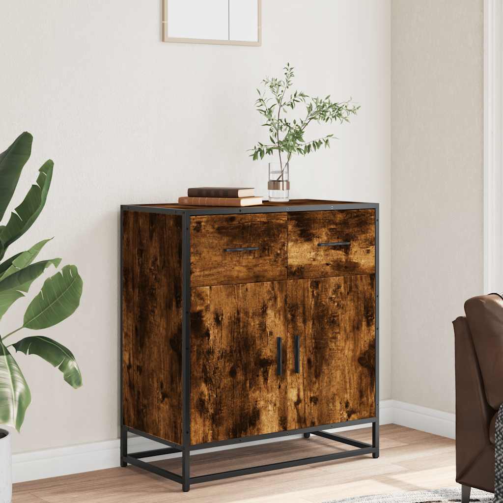 Dressoir 68x35x76 cm bewerkt hout gerookt eikenkleurig