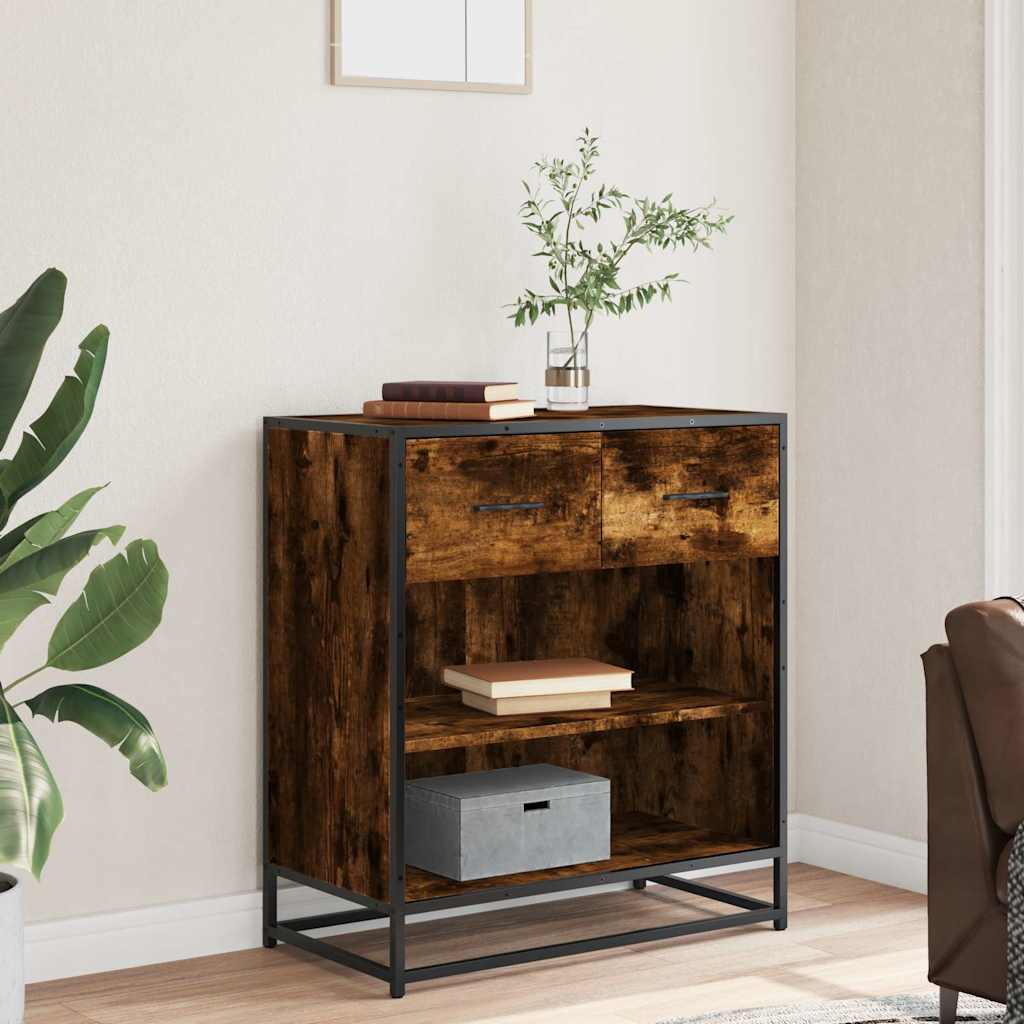 Dressoir 68x35x76 cm bewerkt hout gerookt eikenkleurig