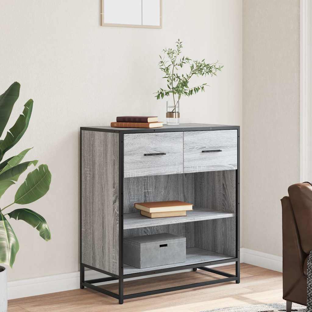Dressoir 68x35x76 cm bewerkt hout grijs sonoma eikenkleurig