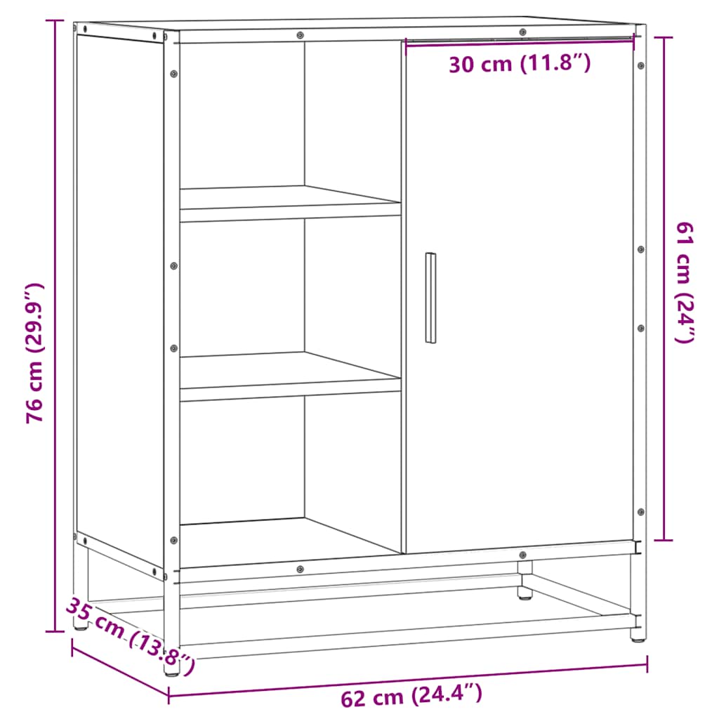 Dressoir 62x35x76 cm bewerkt hout zwart