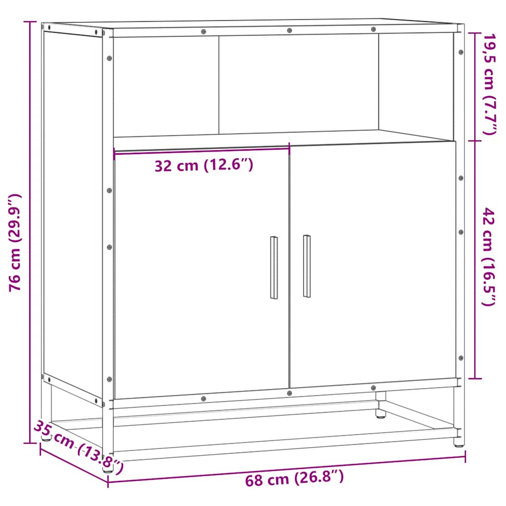 Dressoir 68x35x76 cm bewerkt hout zwart