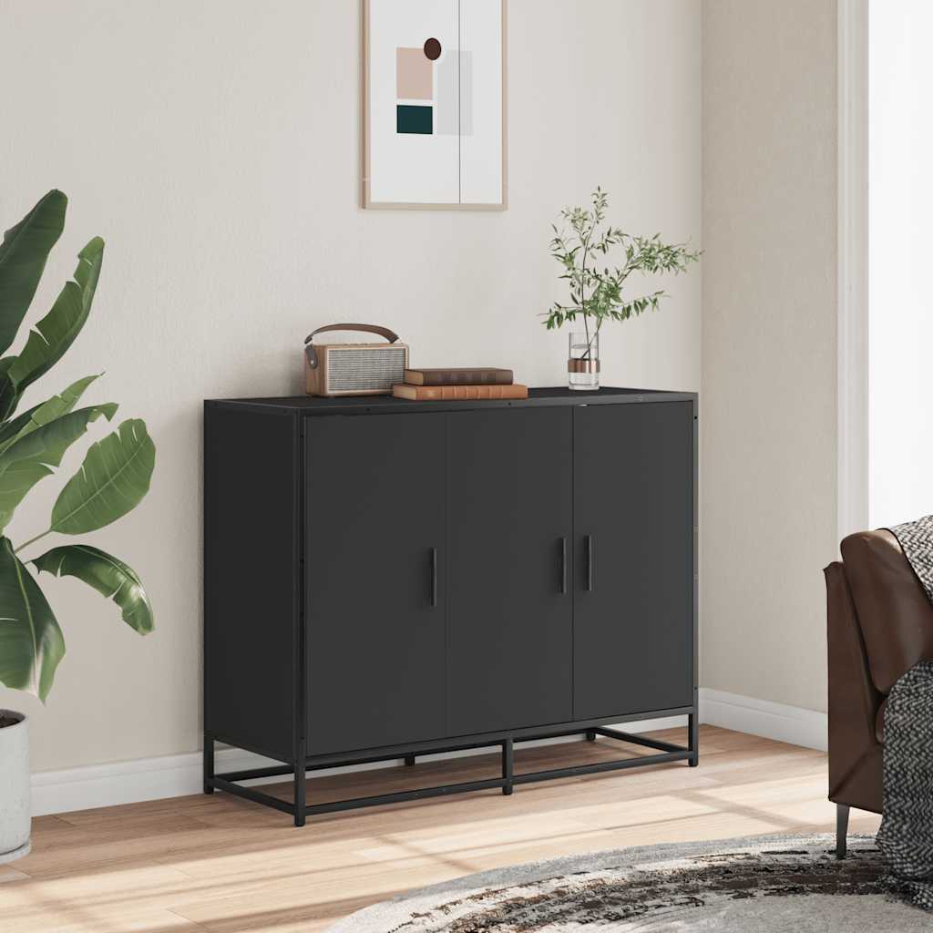 Dressoir 94x35x76 cm bewerkt hout zwart