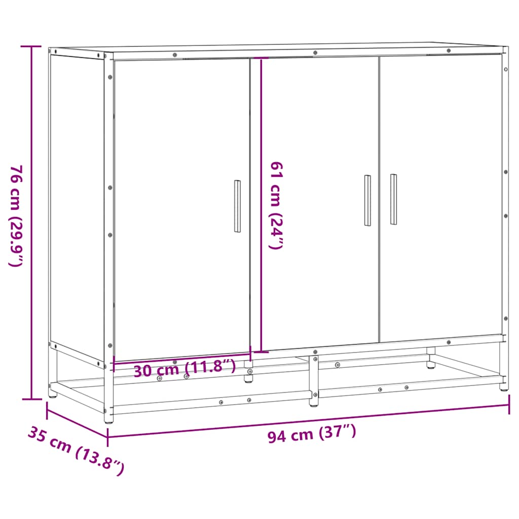 Dressoir 94x35x76 cm bewerkt hout zwart