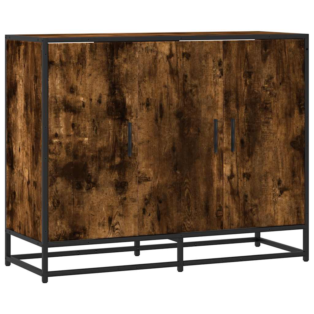 Dressoir 94x35x76 cm bewerkt hout gerookt eikenkleurig