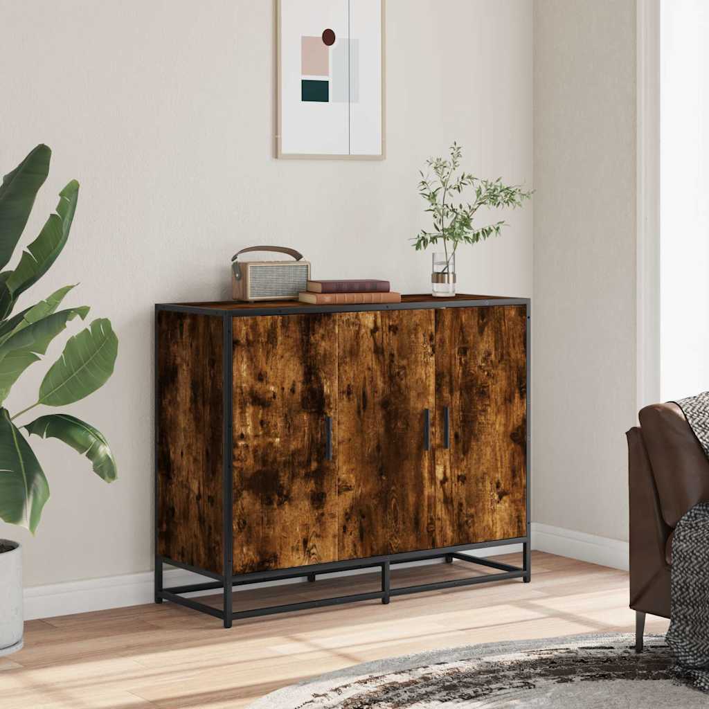 Dressoir 94x35x76 cm bewerkt hout gerookt eikenkleurig