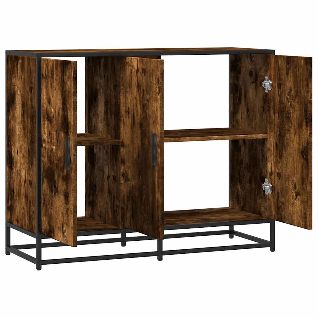 Dressoir 94x35x76 cm bewerkt hout gerookt eikenkleurig