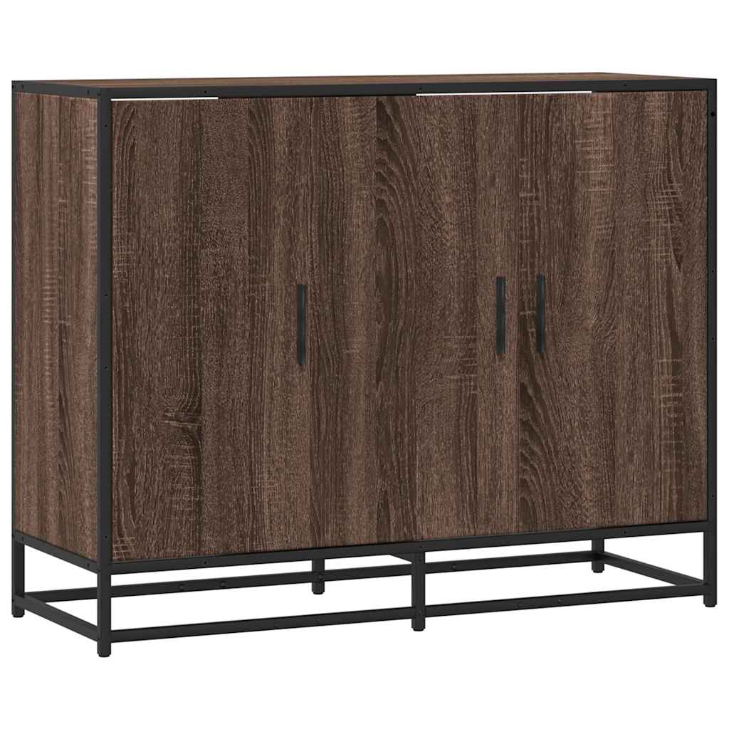 Dressoir 94x35x76 cm bewerkt hout bruin eikenkleur