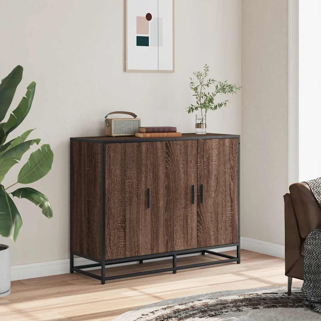 Dressoir 94x35x76 cm bewerkt hout bruin eikenkleur