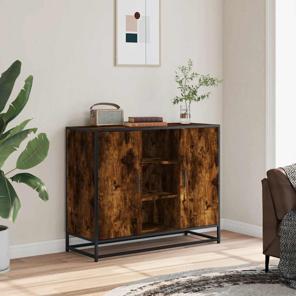 Dressoir 92x35x76 cm bewerkt hout gerookt eikenkleurig
