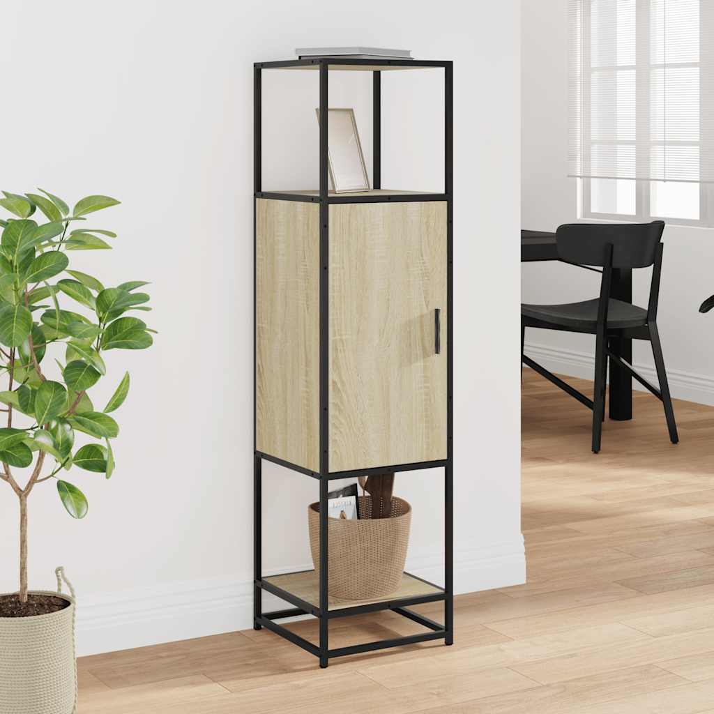 Hoge kast 35,5x35x139 cm bewerkt hout en metaal sonoma eiken