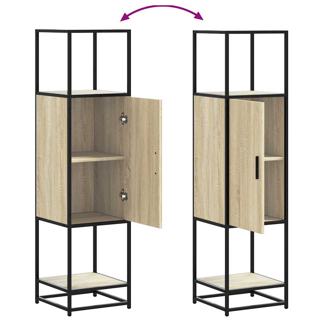 Hoge kast 35,5x35x139 cm bewerkt hout en metaal sonoma eiken