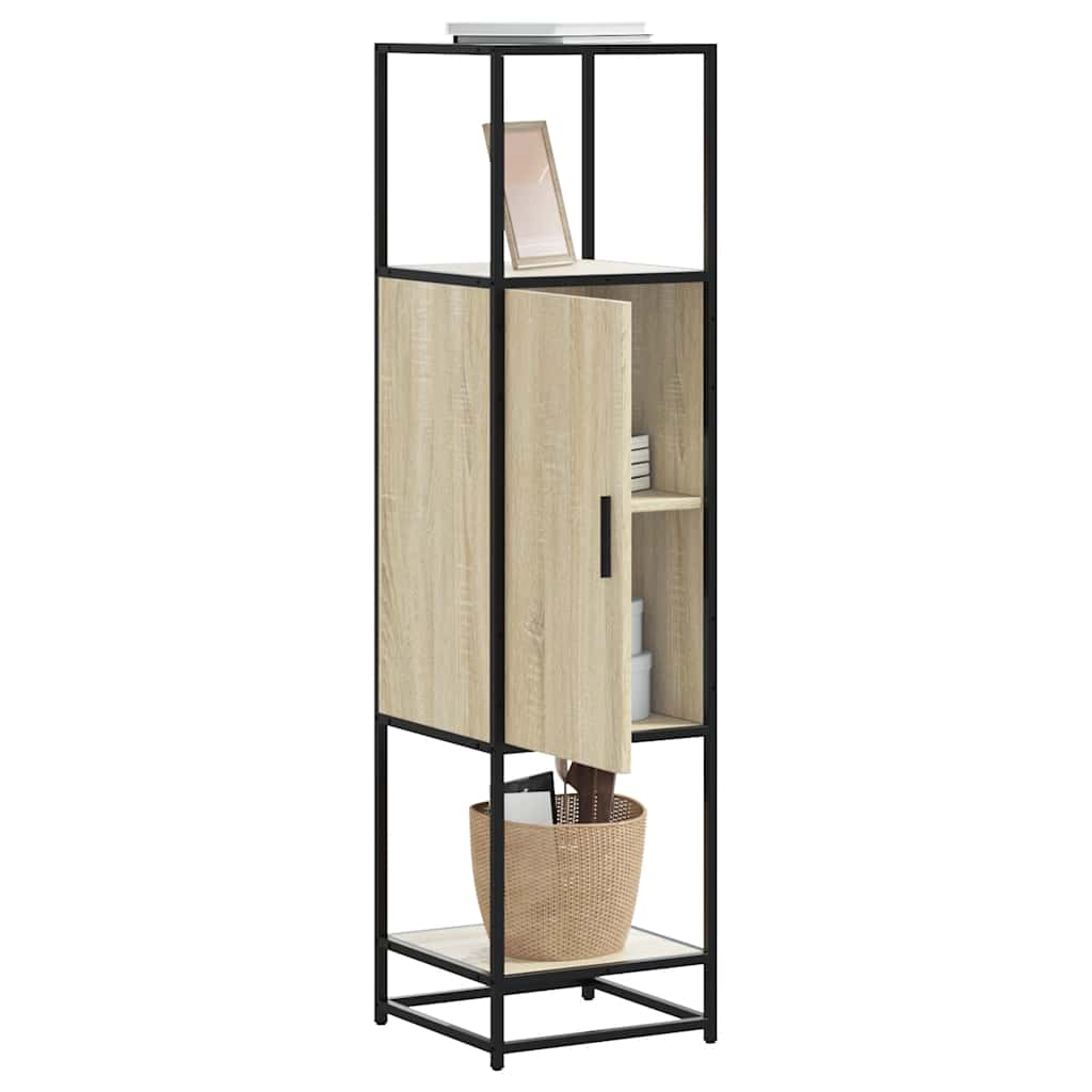 Hoge kast 35,5x35x139 cm bewerkt hout en metaal sonoma eiken