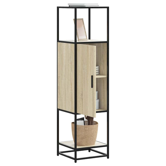 Hoge kast 35,5x35x139 cm bewerkt hout en metaal sonoma eiken