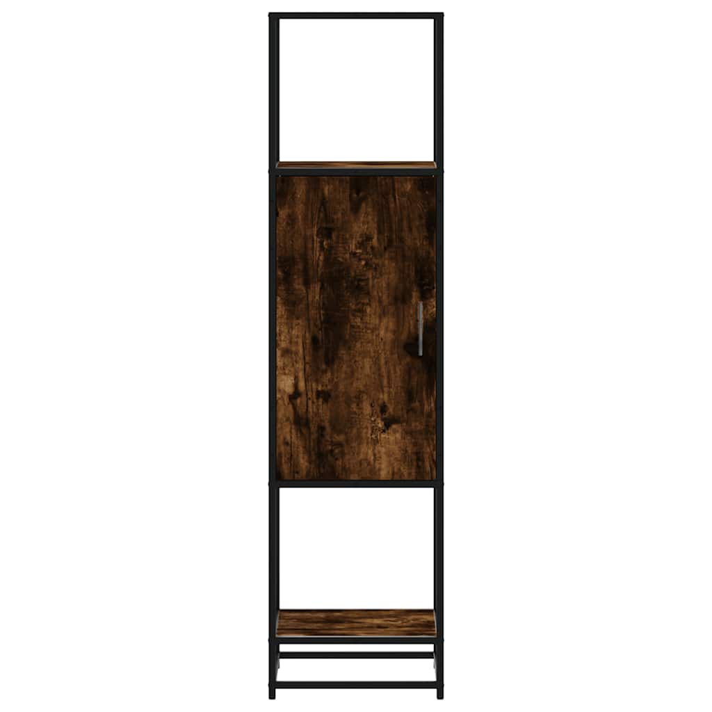 Hoge kast 35,5x35x139 cm bewerkt hout en metaal gerookt eiken