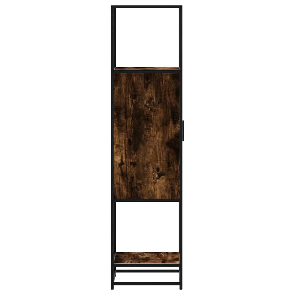 Hoge kast 35,5x35x139 cm bewerkt hout en metaal gerookt eiken