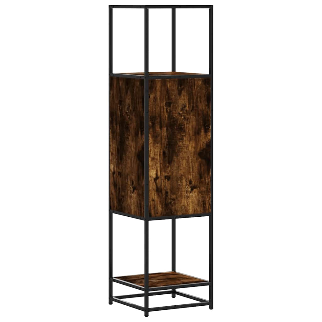 Hoge kast 35,5x35x139 cm bewerkt hout en metaal gerookt eiken