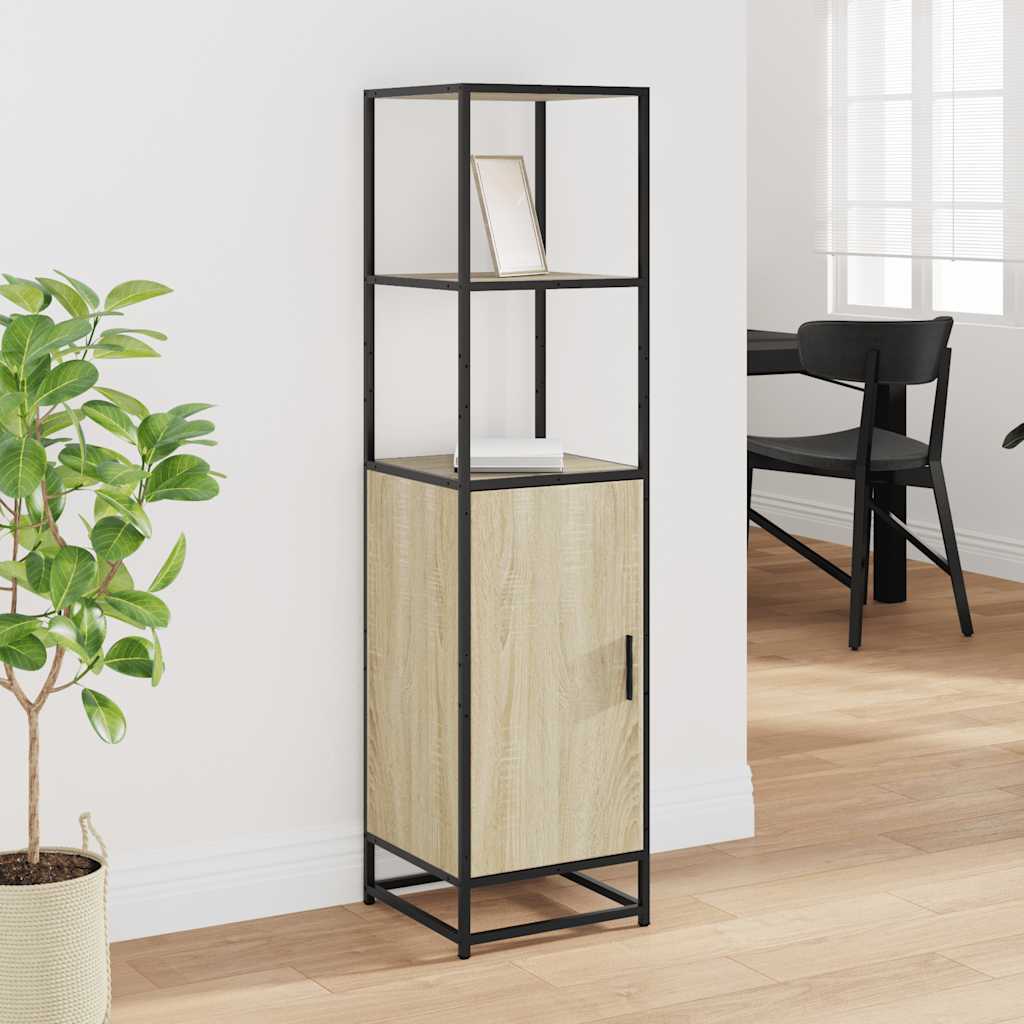 Hoge kast 35,5x35x139 cm bewerkt hout en metaal sonoma eiken