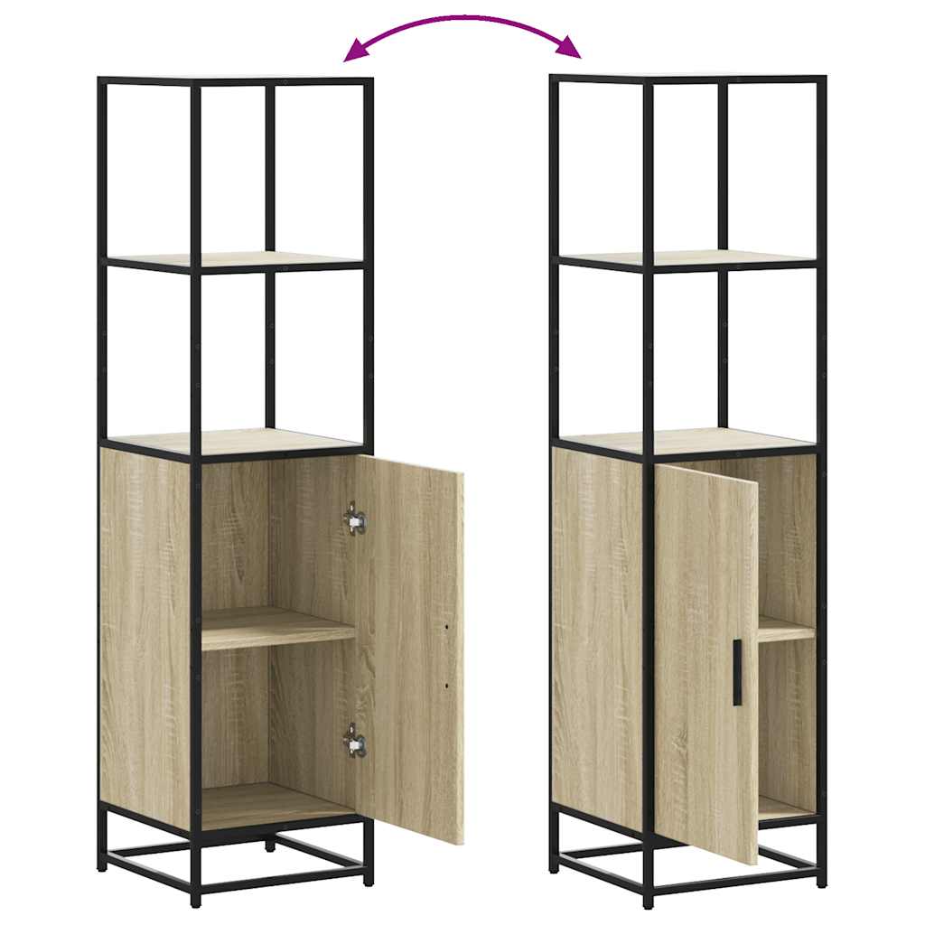 Hoge kast 35,5x35x139 cm bewerkt hout en metaal sonoma eiken