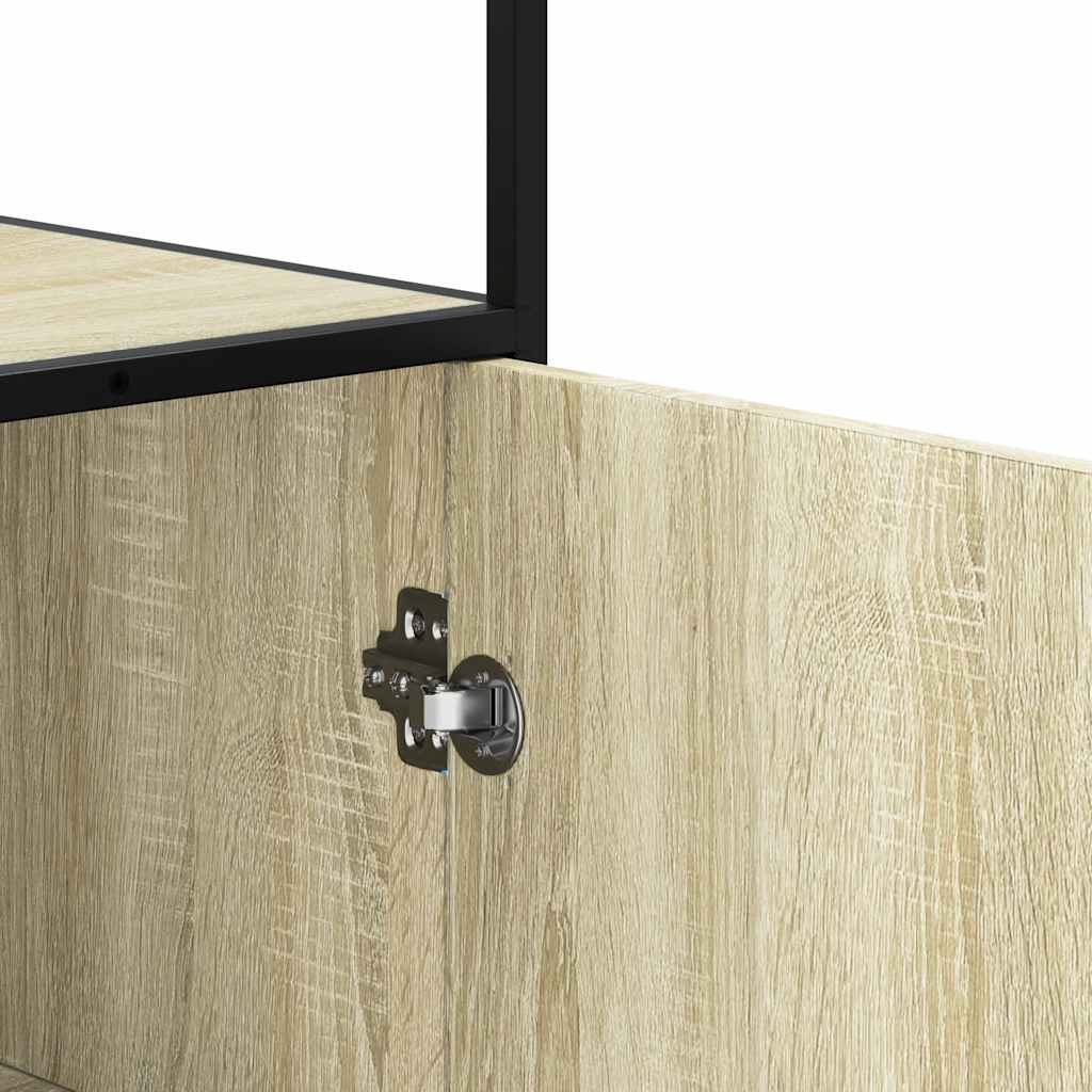 Hoge kast 35,5x35x139 cm bewerkt hout en metaal sonoma eiken