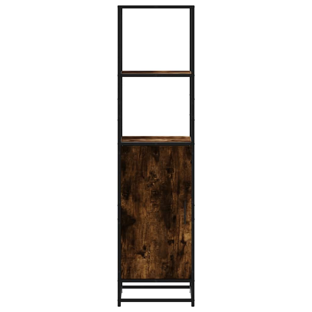 Hoge kast 35,5x35x139 cm bewerkt hout en metaal gerookt eiken
