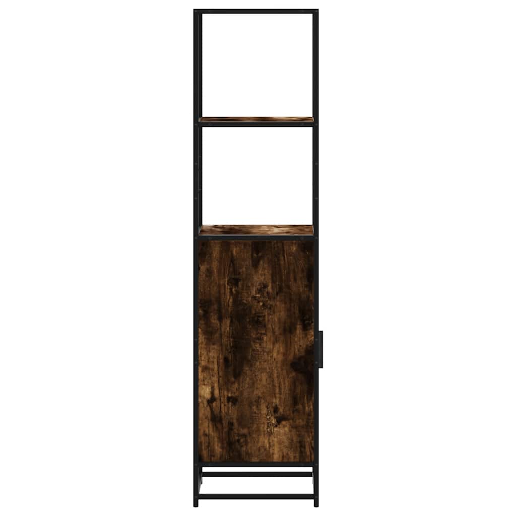 Hoge kast 35,5x35x139 cm bewerkt hout en metaal gerookt eiken