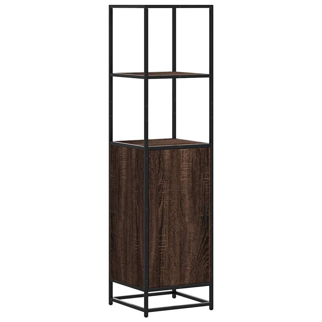 Hoge kast 35,5x35x139 cm bewerkt hout en metaal bruin eiken