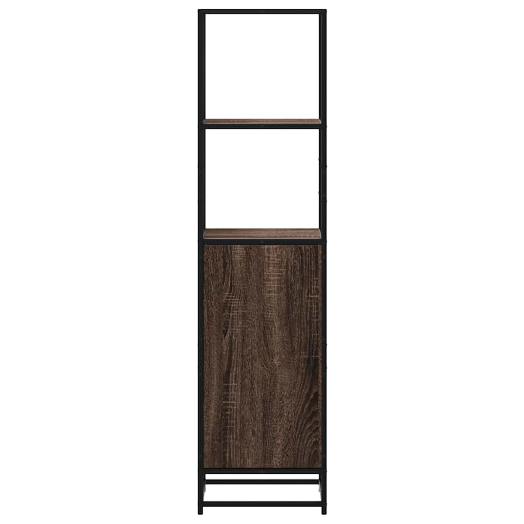 Hoge kast 35,5x35x139 cm bewerkt hout en metaal bruin eiken