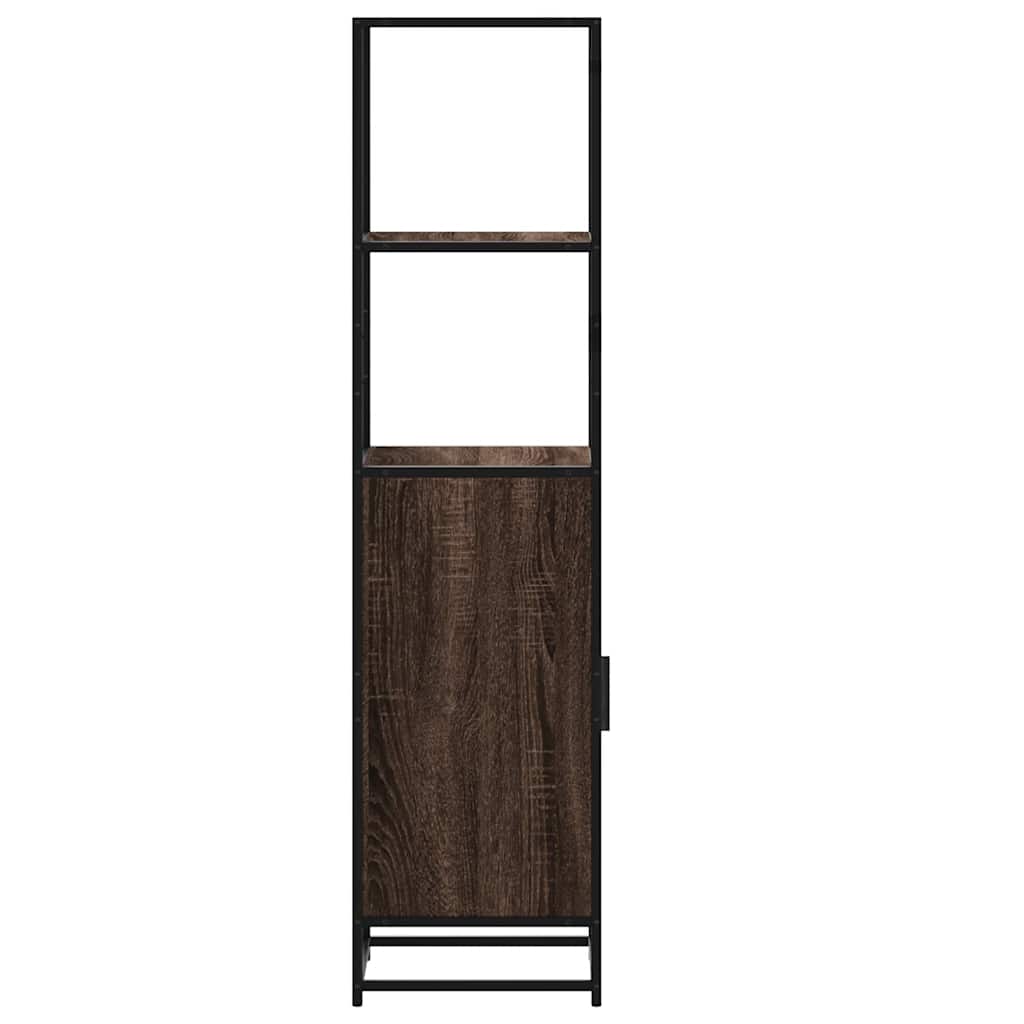 Hoge kast 35,5x35x139 cm bewerkt hout en metaal bruin eiken