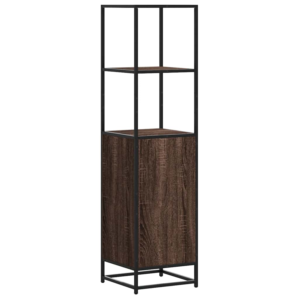 Hoge kast 35,5x35x139 cm bewerkt hout en metaal bruin eiken