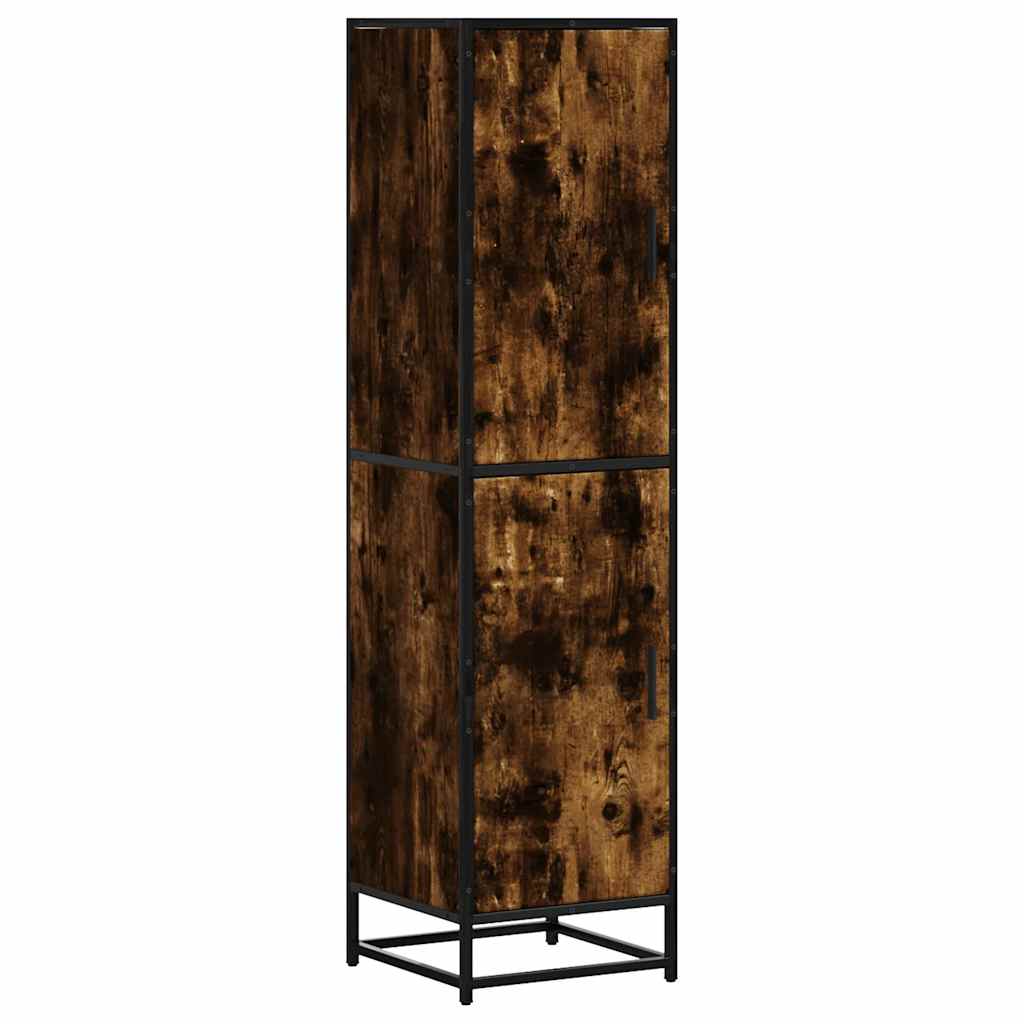 Hoge kast 35,5x35x139 cm bewerkt hout en metaal gerookt eiken