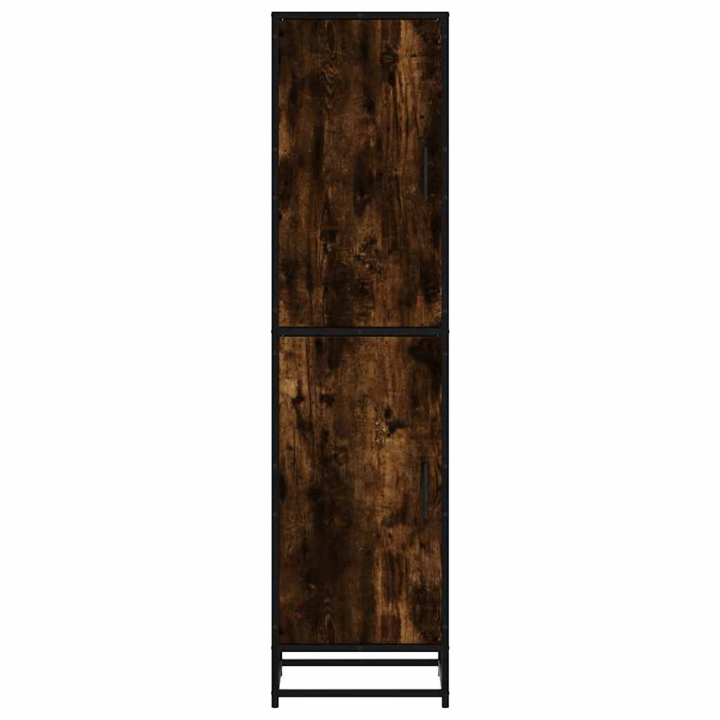 Hoge kast 35,5x35x139 cm bewerkt hout en metaal gerookt eiken