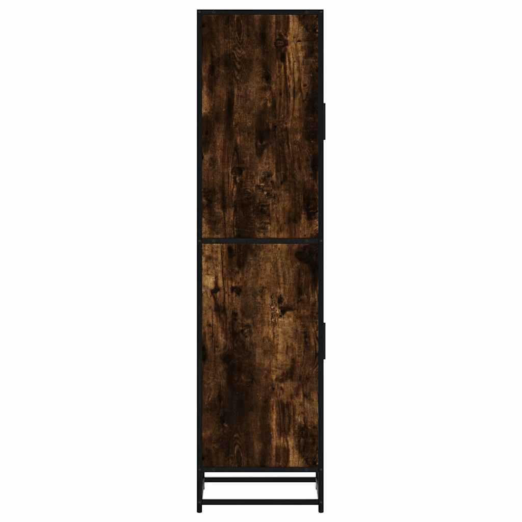Hoge kast 35,5x35x139 cm bewerkt hout en metaal gerookt eiken