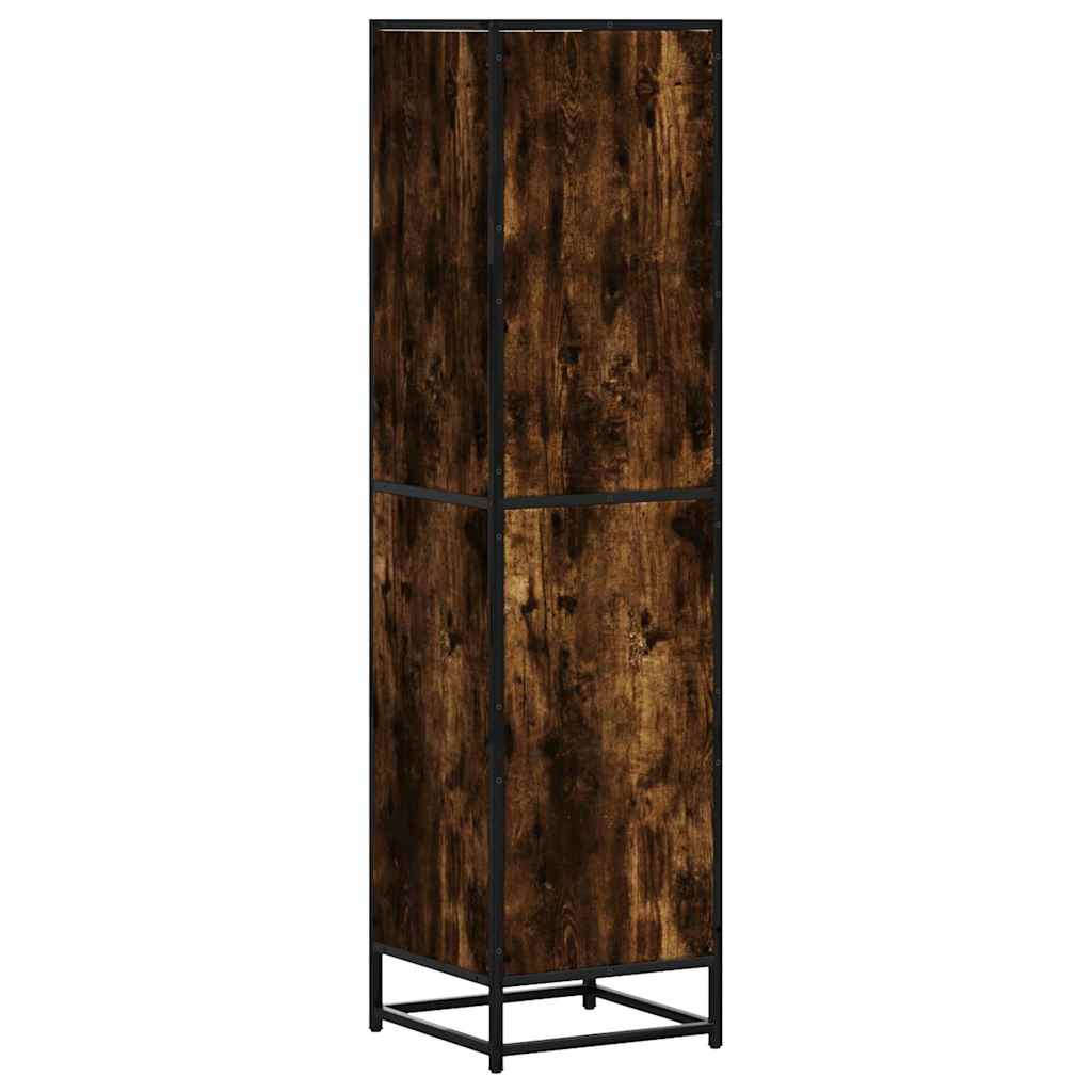 Hoge kast 35,5x35x139 cm bewerkt hout en metaal gerookt eiken