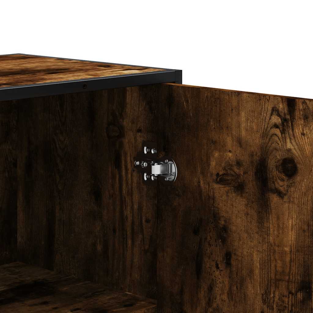Hoge kast 35,5x35x139 cm bewerkt hout en metaal gerookt eiken