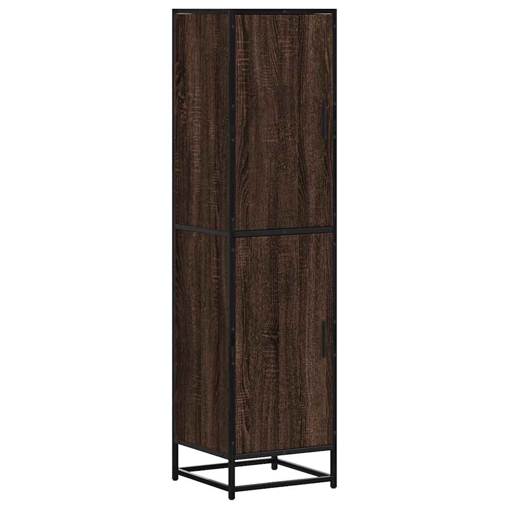 Hoge kast 35,5x35x139 cm bewerkt hout en metaal bruin eiken