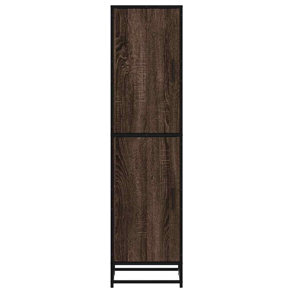 Hoge kast 35,5x35x139 cm bewerkt hout en metaal bruin eiken