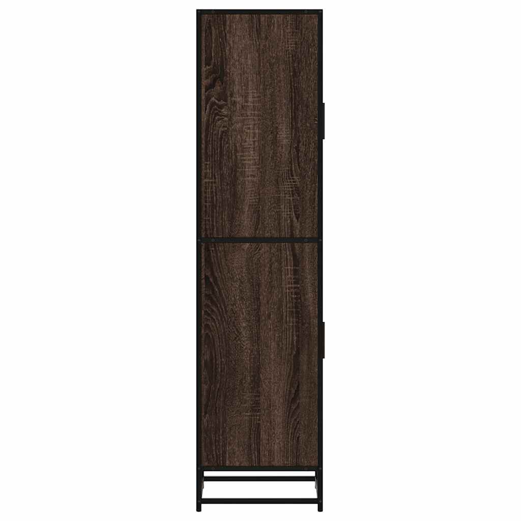 Hoge kast 35,5x35x139 cm bewerkt hout en metaal bruin eiken