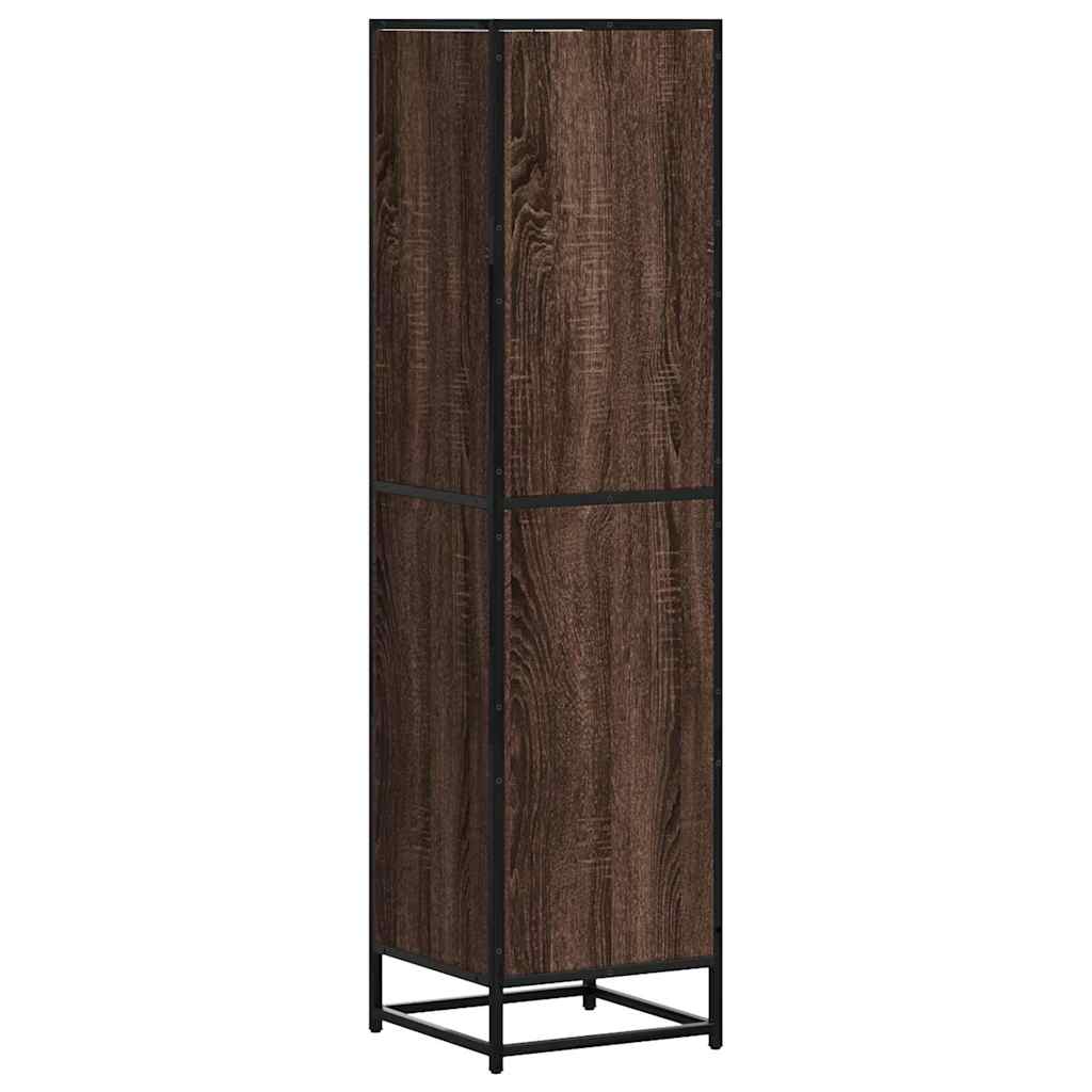 Hoge kast 35,5x35x139 cm bewerkt hout en metaal bruin eiken